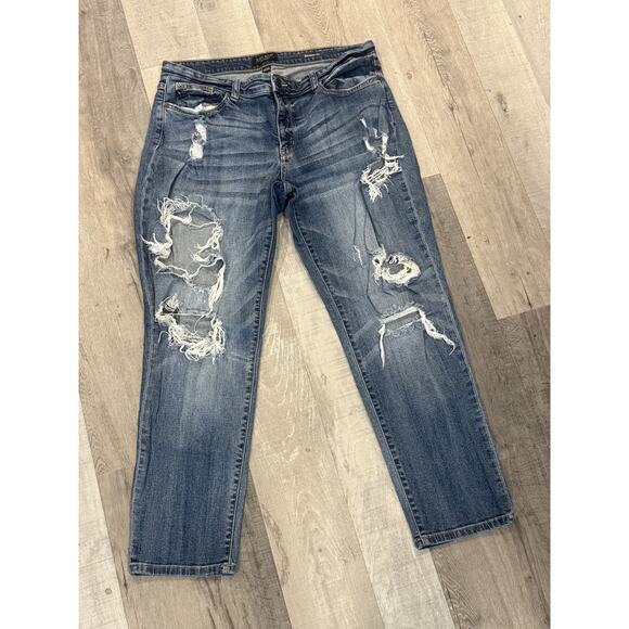 Judy Blue Denim - Judy Blue Jeans Womens 15 Distressed Boyfriend Fit Denim Ripped Grunge Pants